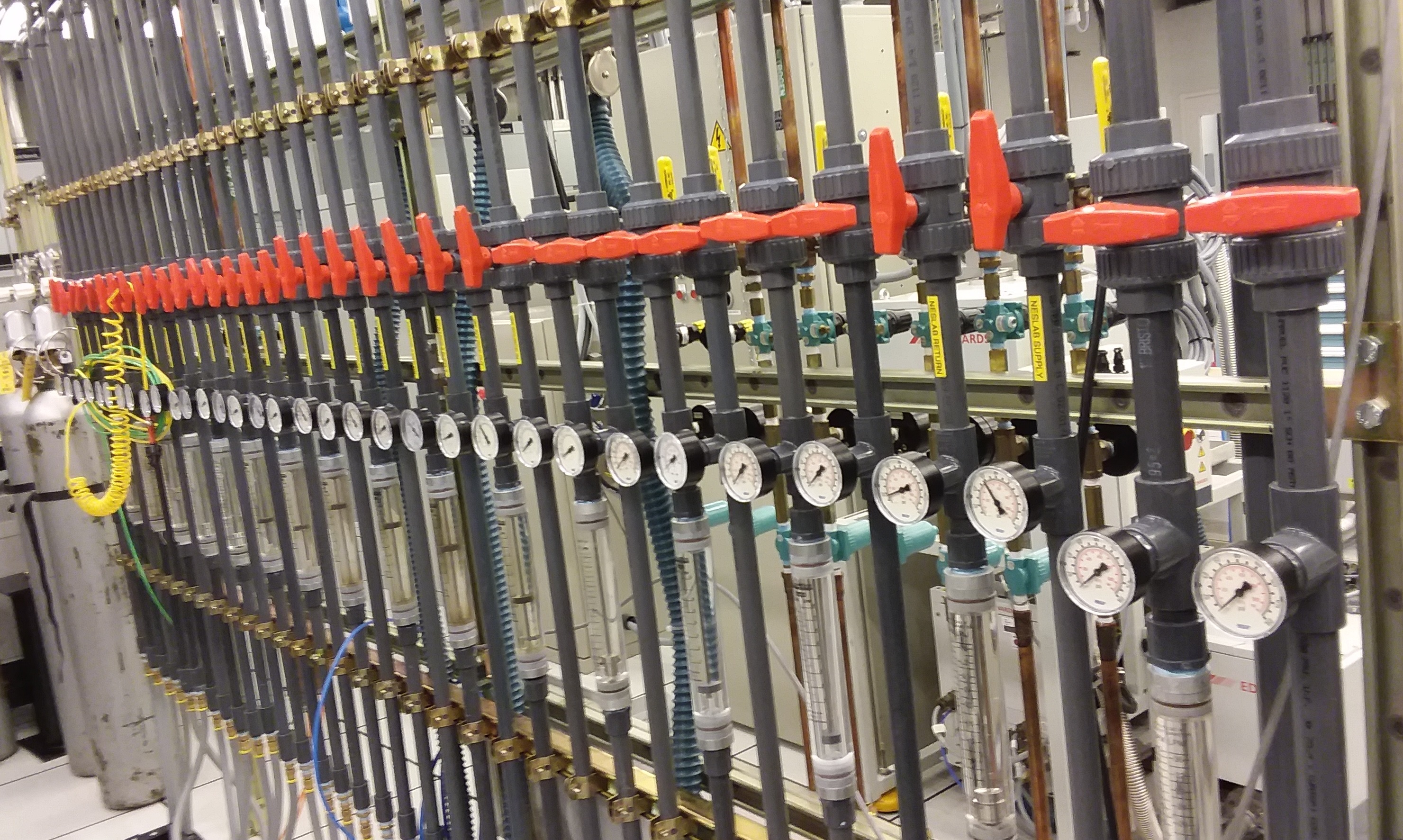 Industrial piping system with gauges